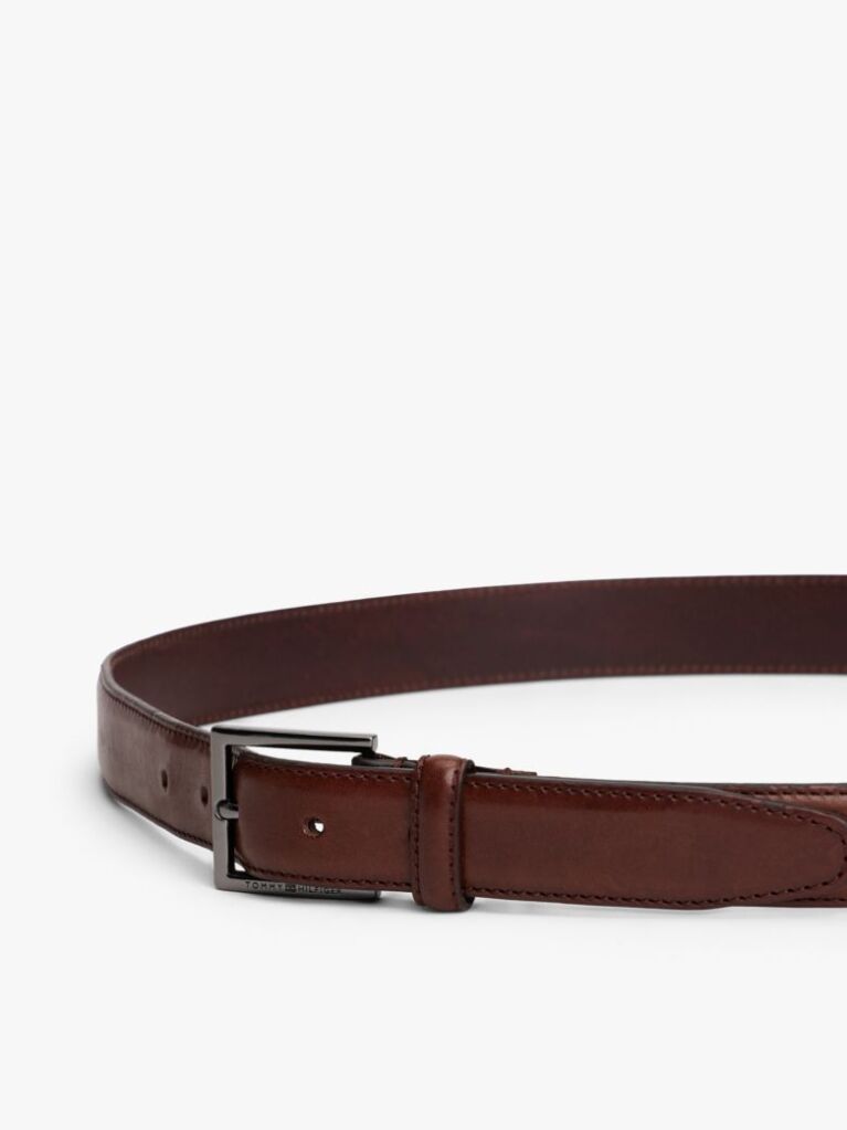 Brown Square Buckle Leather Belt  Men