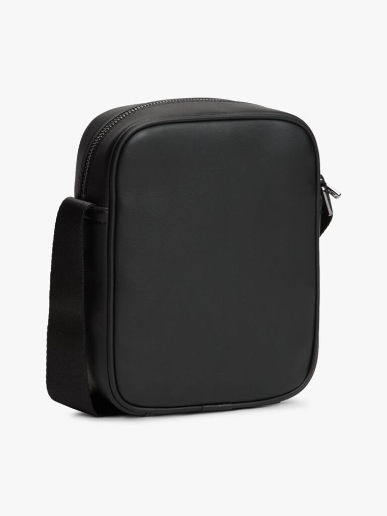 Black Woven Panel Crossbody Reporter Bag  Men