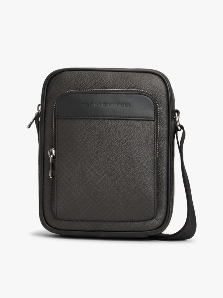 Black Hilfiger Flag Mixed Texture Dome Backpack  Men
