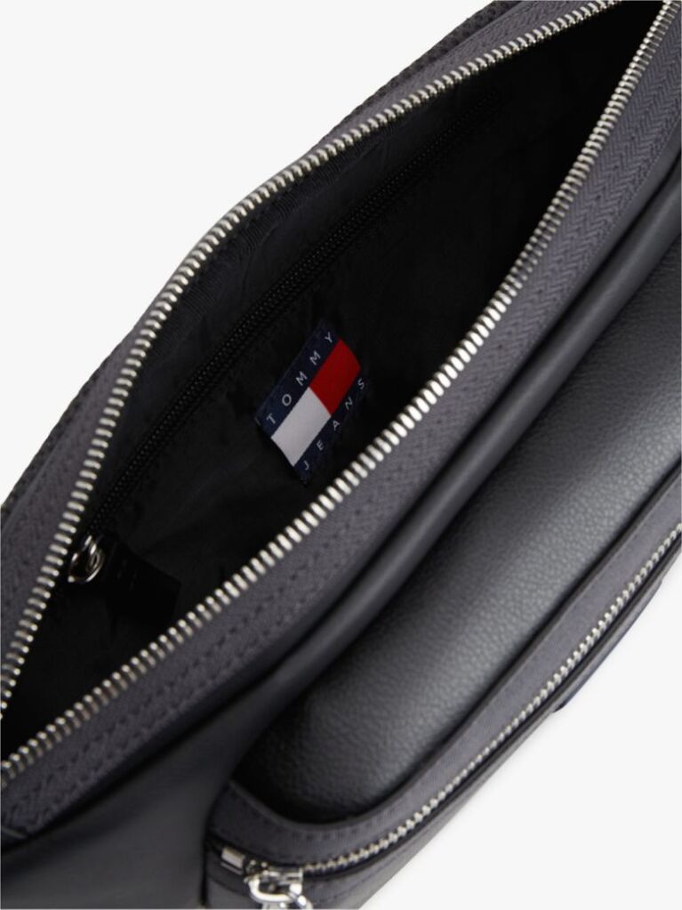 Black Rubberised Logo Bum Bag  Men