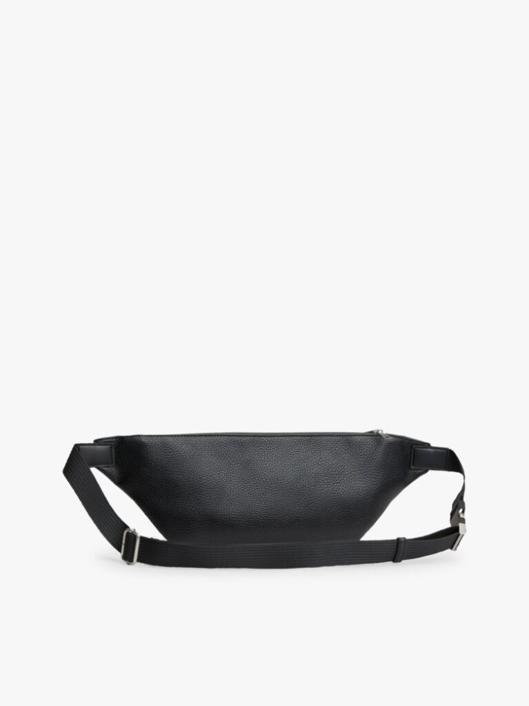 Black Pebble Grain Bum Bag  Men