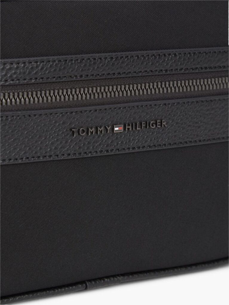 Black Metal Logo Crossbody Reporter Bag  Men