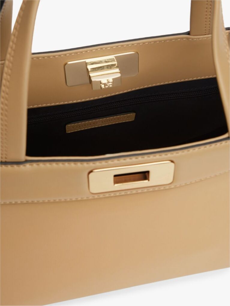 Beige Modern Turn Lock Satchel  Women