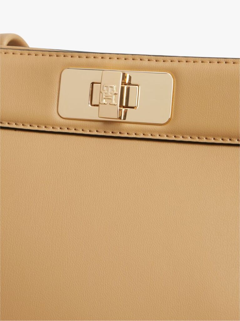 Beige Modern Turn Lock Satchel  Women