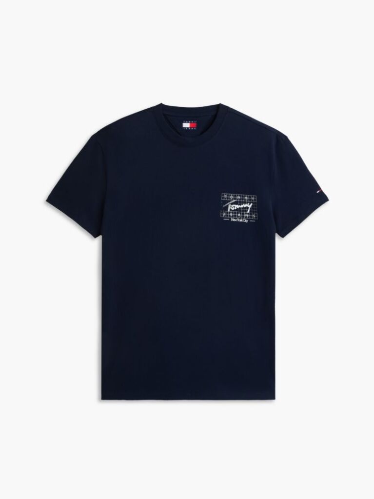 Blue Signature Logo Peached Jersey T-Shirt  Men