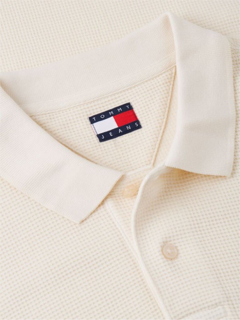 Beige Regular Fit Washed Waffle Knit Polo Shirt  Men