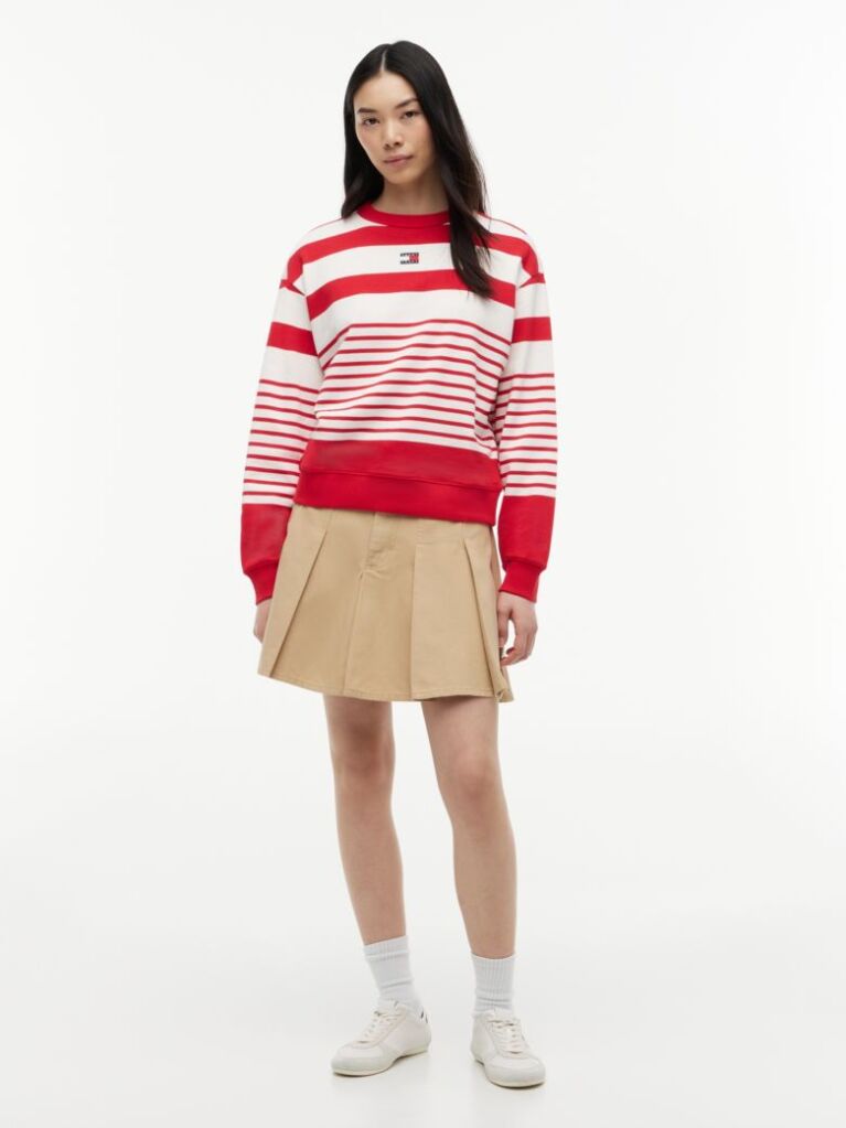 Multi Tommy Badge Stripe Relaxed Sweatshirt  Women