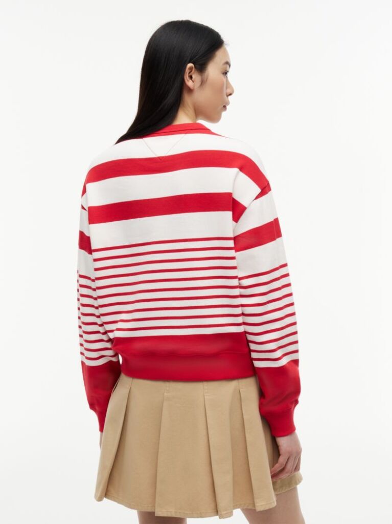 Multi Tommy Badge Stripe Relaxed Sweatshirt  Women