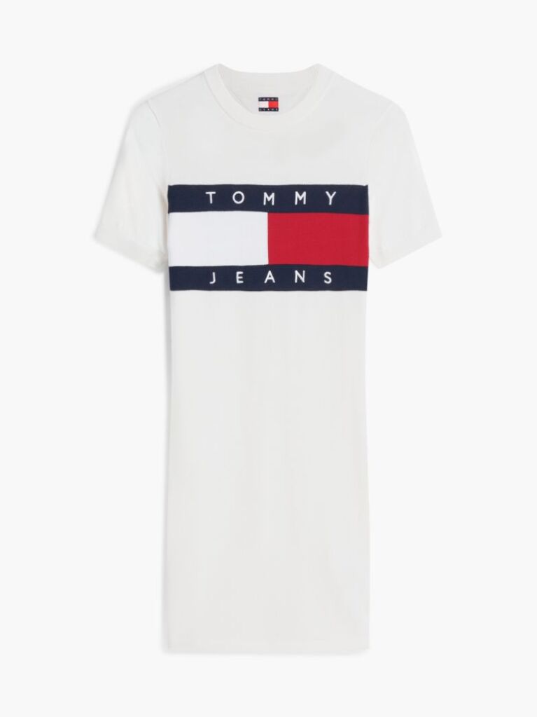 White Tommy Flag Slim Mini Jumper Dress  Women