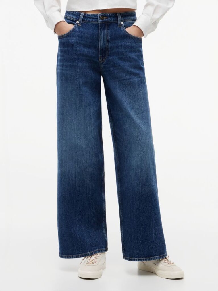 Denim Mid Rise Loose Wide Leg Jeans  Women