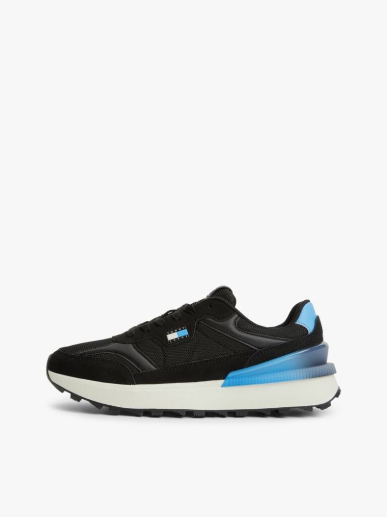 Black Tech Mixed Texture Cleat Trainers  Men