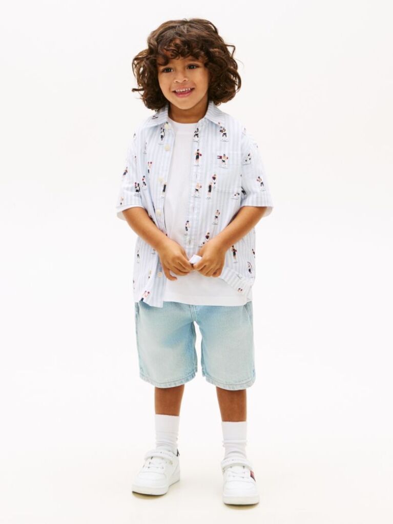 Multi Print Ithaca Stripe Short Sleeve Oxford Shirt  Boys