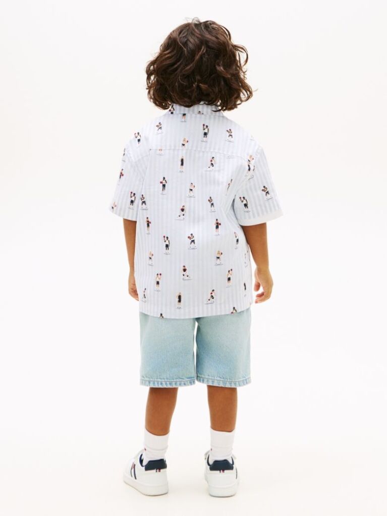 Multi Print Ithaca Stripe Short Sleeve Oxford Shirt  Boys