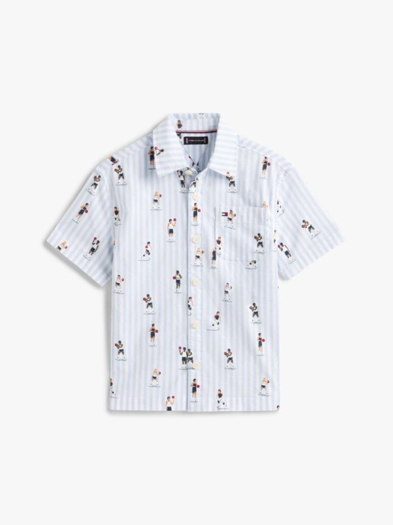 Multi Print Ithaca Stripe Short Sleeve Oxford Shirt  Boys