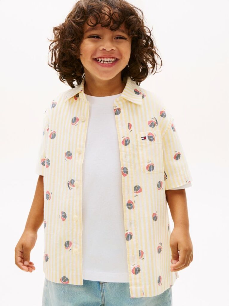 Multi Print Ithaca Stripe Short Sleeve Oxford Shirt  Boys