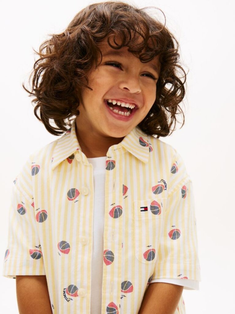 Multi Print Ithaca Stripe Short Sleeve Oxford Shirt  Boys