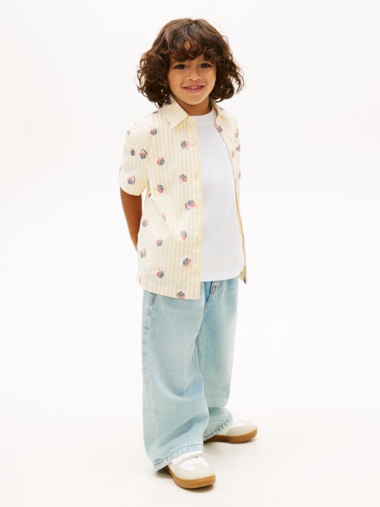 Multi Print Ithaca Stripe Short Sleeve Oxford Shirt  Boys
