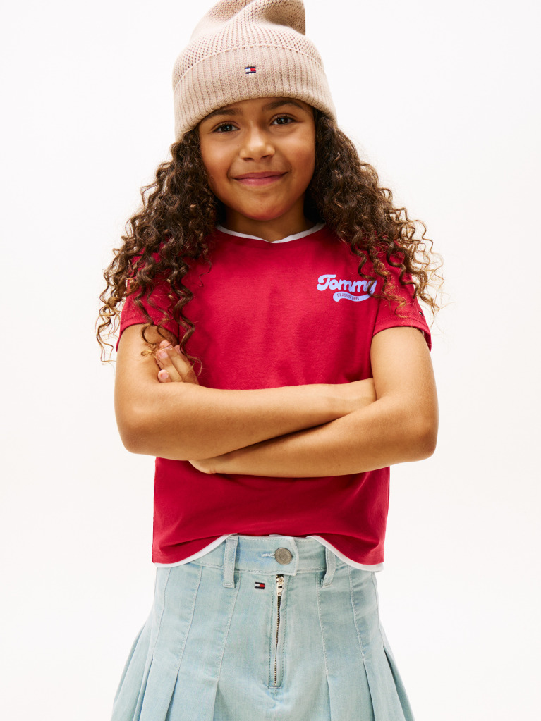 Red Varsity Flock Logo Slim T-Shirt  Girls