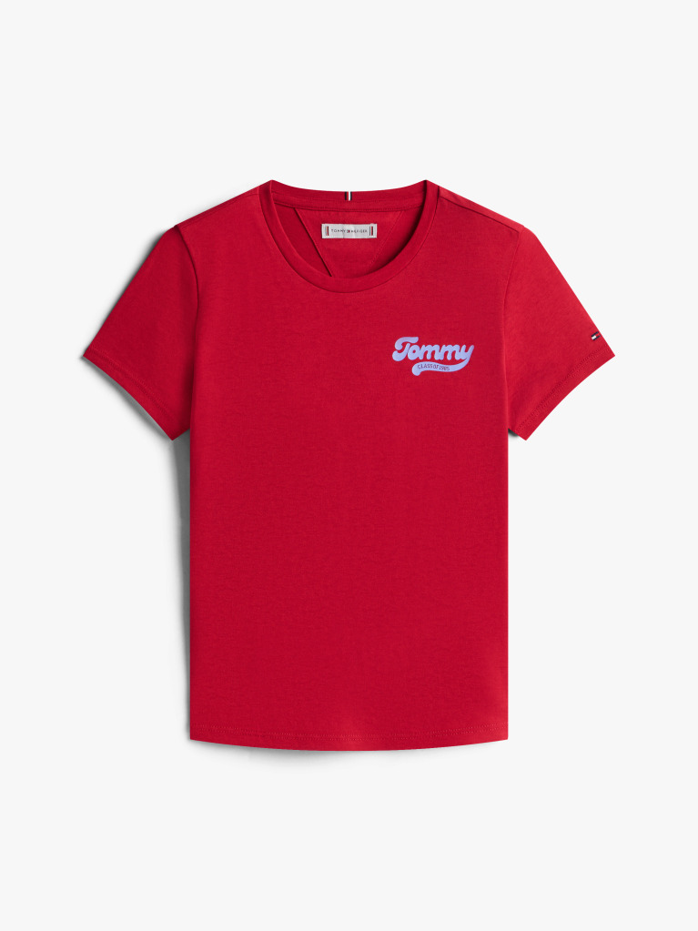 Red Varsity Flock Logo Slim T-Shirt  Girls