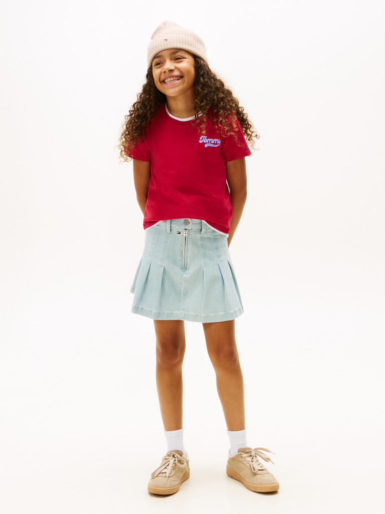 Red Varsity Flock Logo Slim T-Shirt  Girls