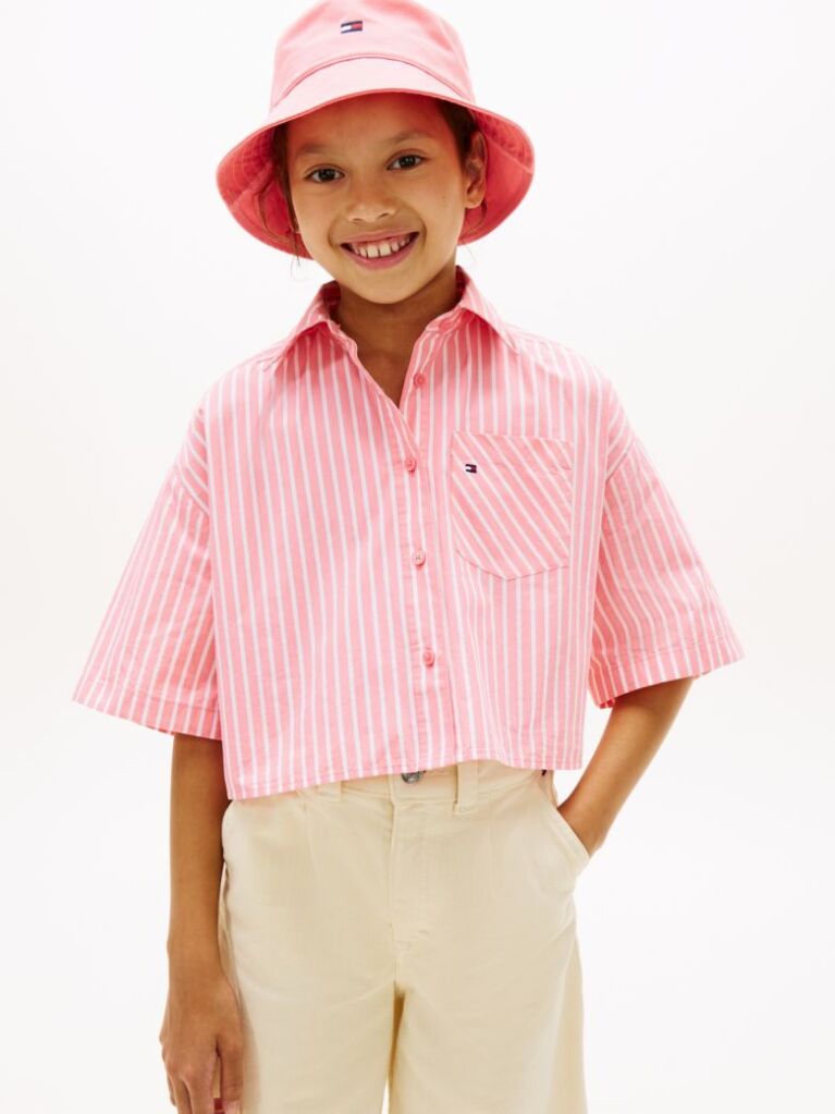 Multi Essential Relaxed Fit Stripe Short Sleeve Shirt  Girls
