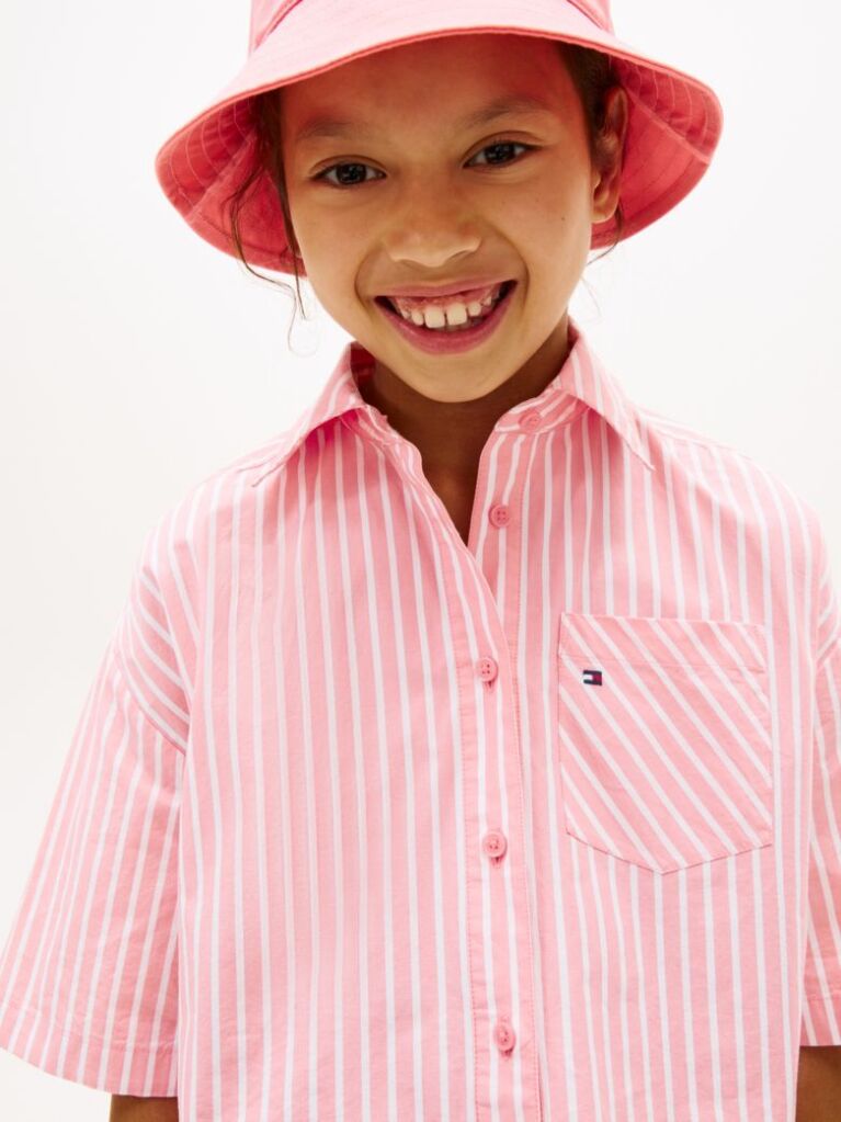 Multi Essential Relaxed Fit Stripe Short Sleeve Shirt  Girls
