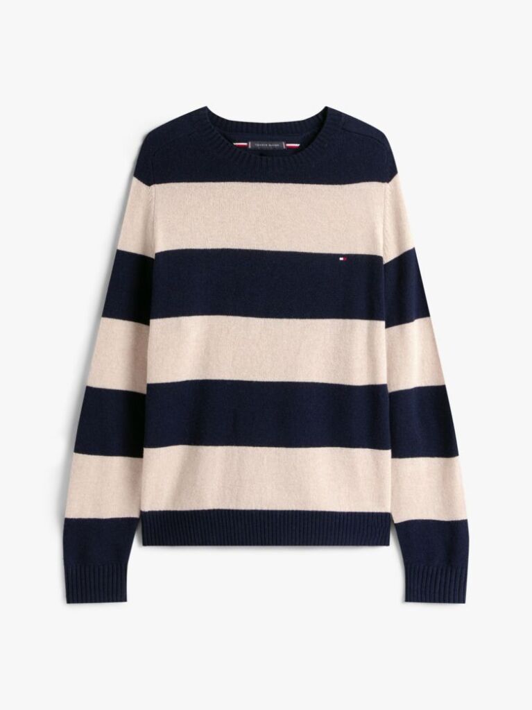 Multi Pure Lambswool Crew Neck Jumper  Men