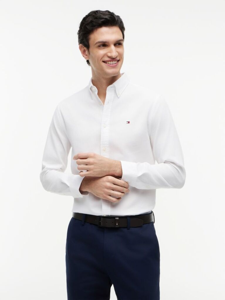 White TH Flex Regular Fit Dobby Shirt  Men