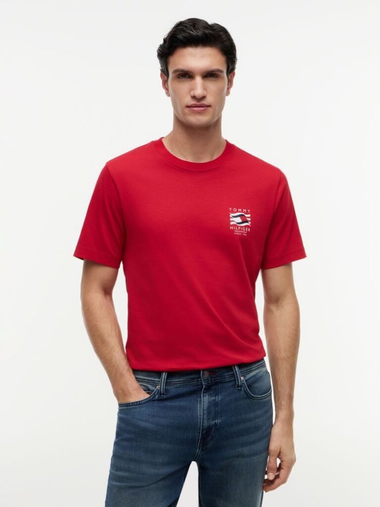 Red Wavy Flag T-Shirt  Men