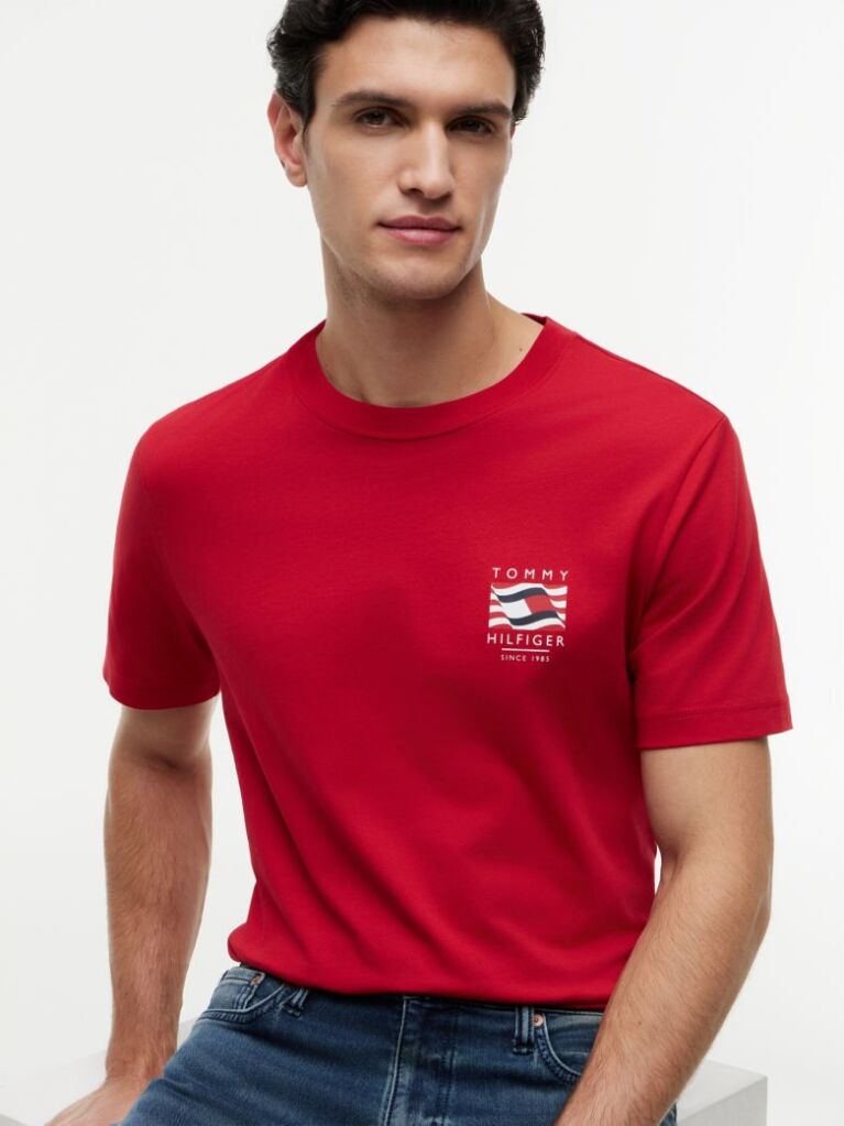 Red Wavy Flag T-Shirt  Men