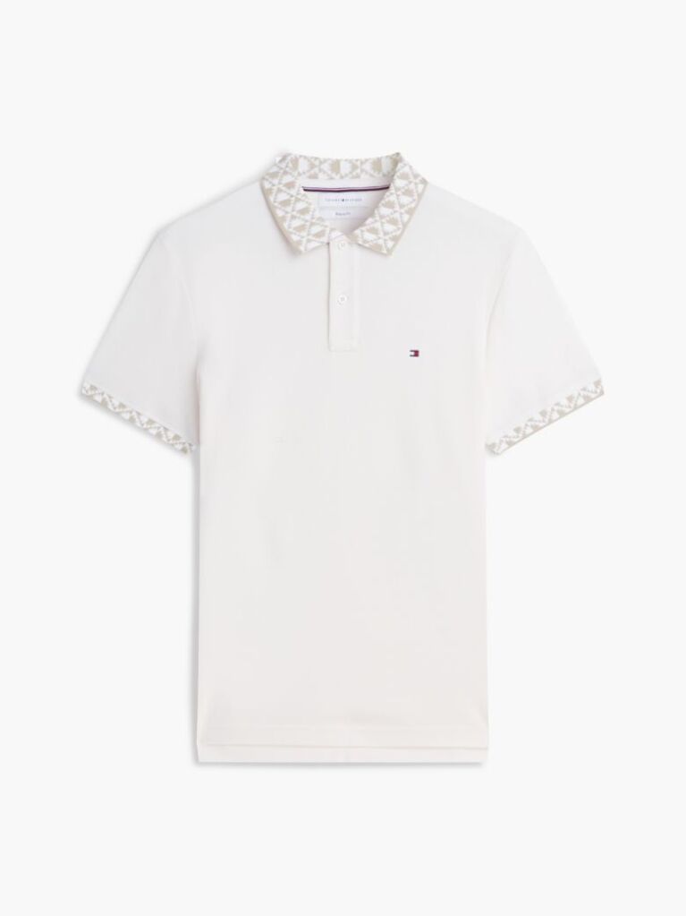 Beige Regular Fit Jacquard Collar Structured Polo Shirt  Men