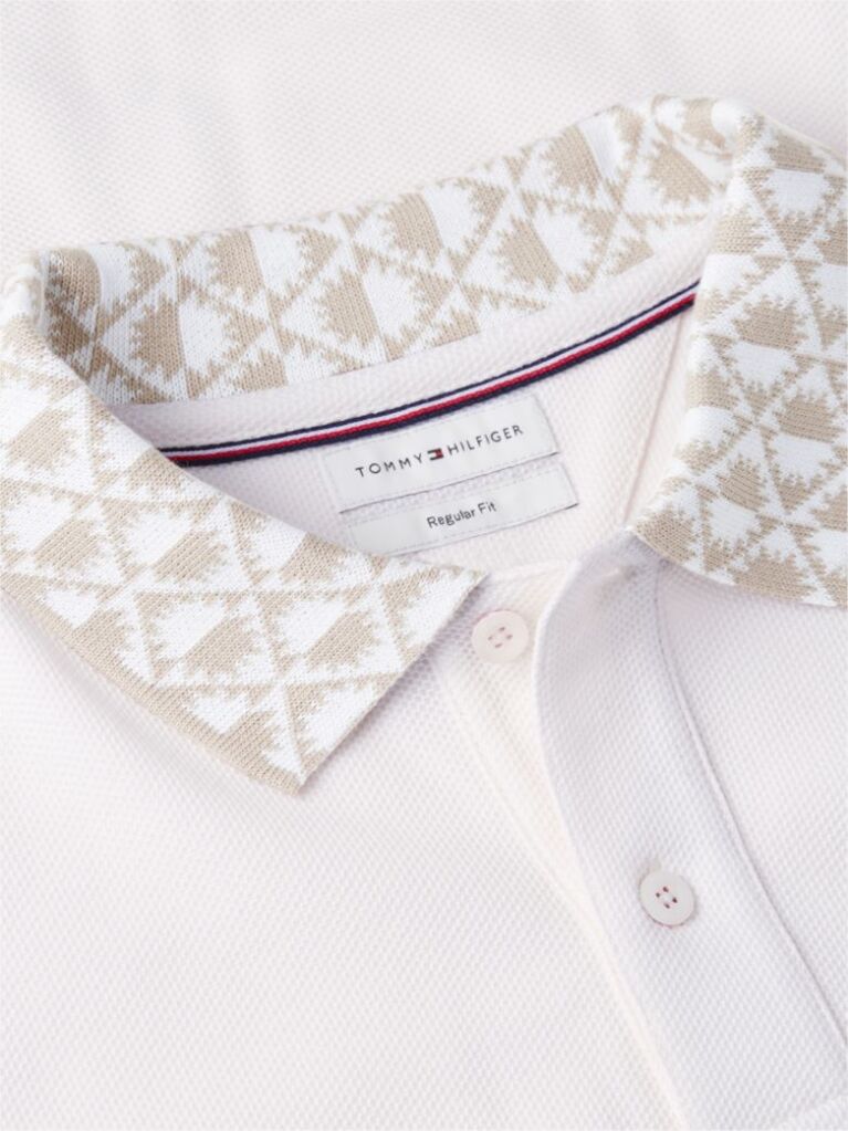 Beige Regular Fit Jacquard Collar Structured Polo Shirt  Men