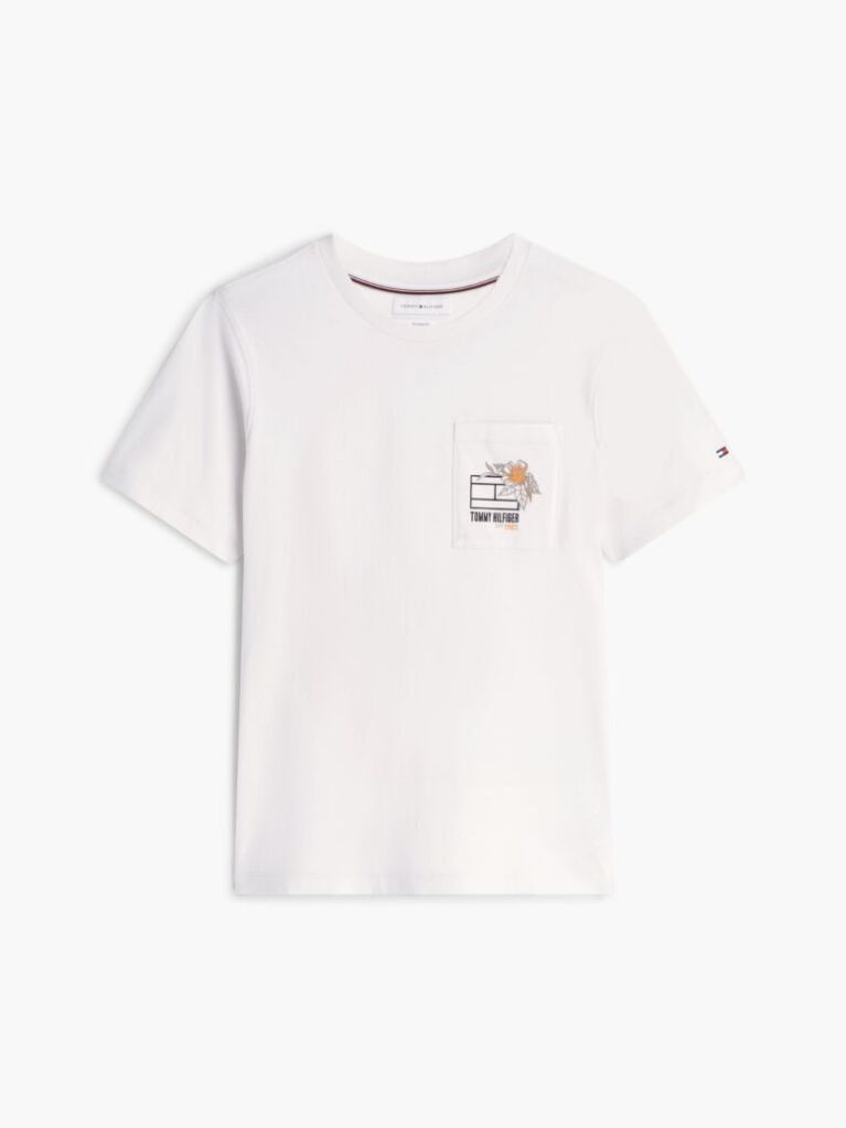Beige Floral Graphic Pocket T-Shirt  Men