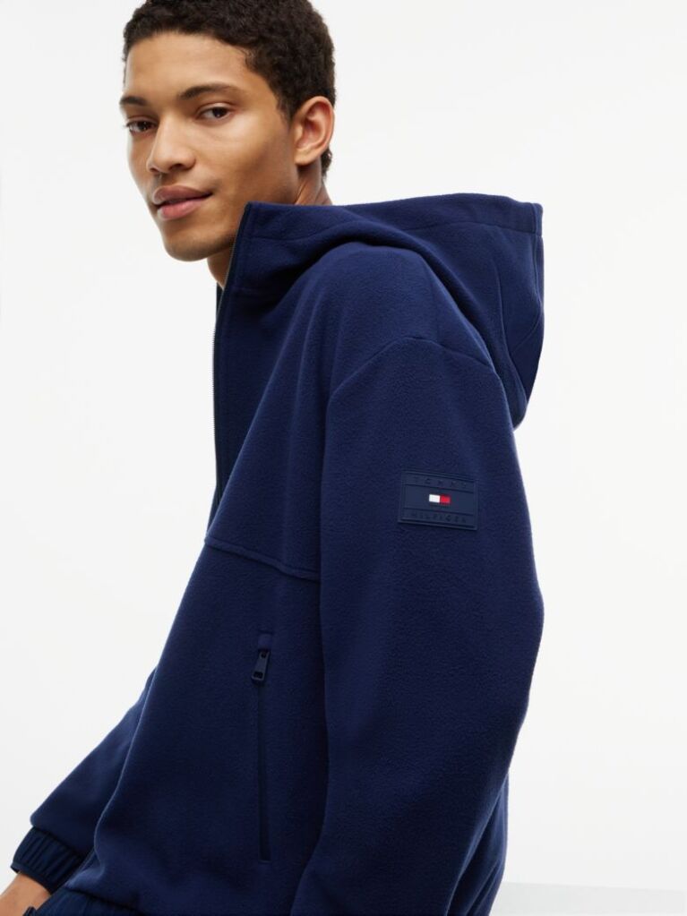 Blue Performance Relaxed Polar Fleece Zip-Thru Hoody  Men