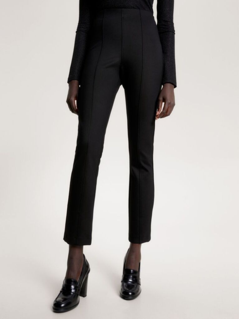 Black Elevated Slim Fit Knitted Trousers  Women