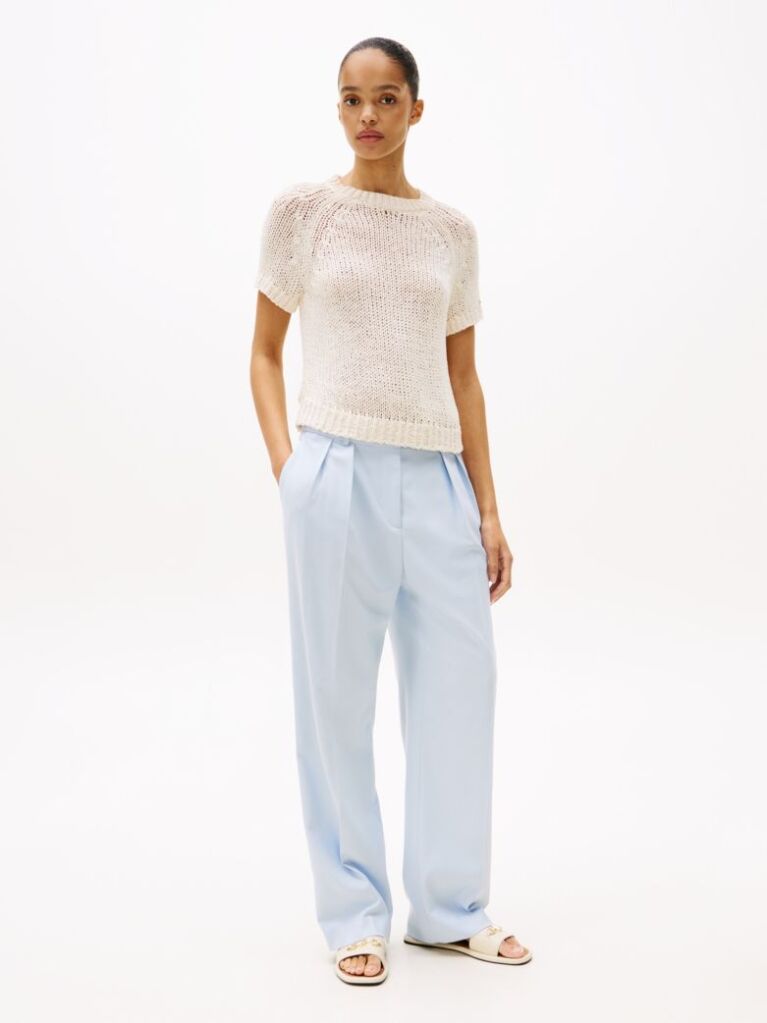 Blue Pigment Dyed Relaxed Straight Leg Trousers  Women