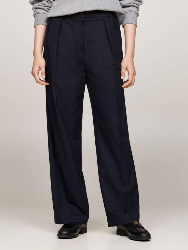 Blue Pigment Dyed Relaxed Straight Leg Trousers  Women