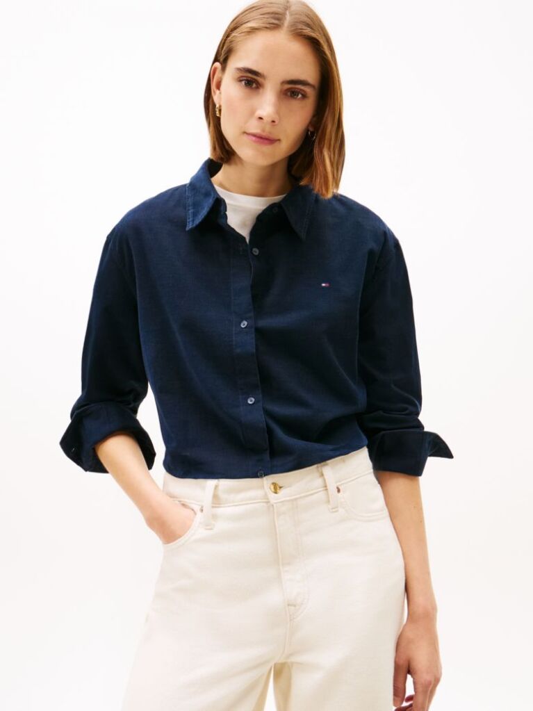 Blue Corduroy Relaxed Fit Shirt  Women