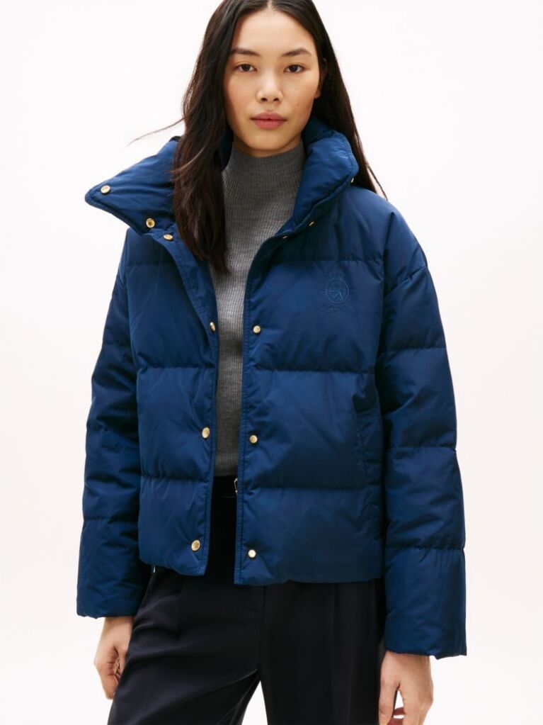 Blue Crest Embroidery Down Puffer Jacket  Women