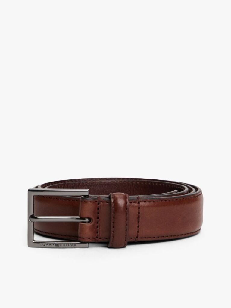 Brown Square Buckle Leather Belt  Men
