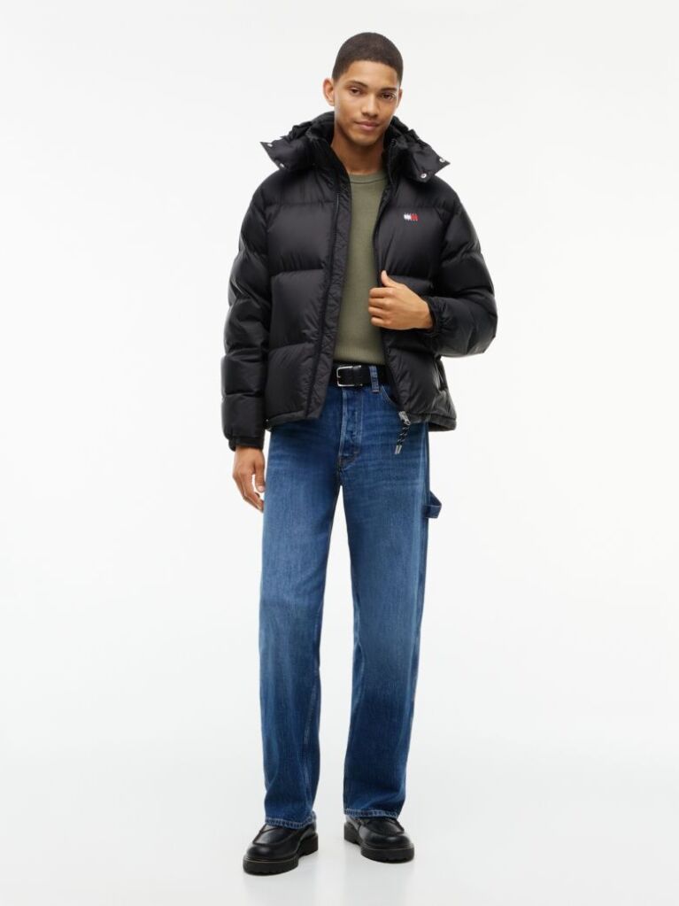 Black Water Repellent Ripstop Alaska Puffer Jacket  Men