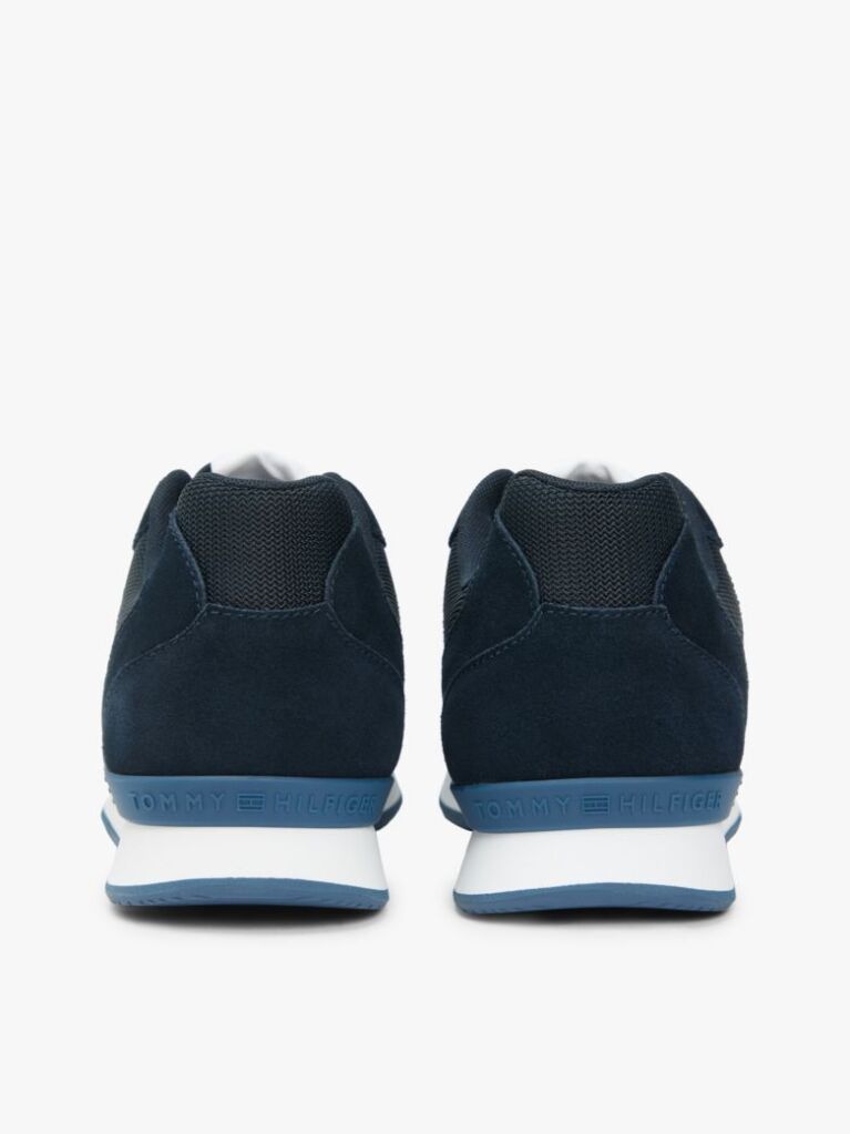 Blue Suede Mixed Texture Trainers  Men