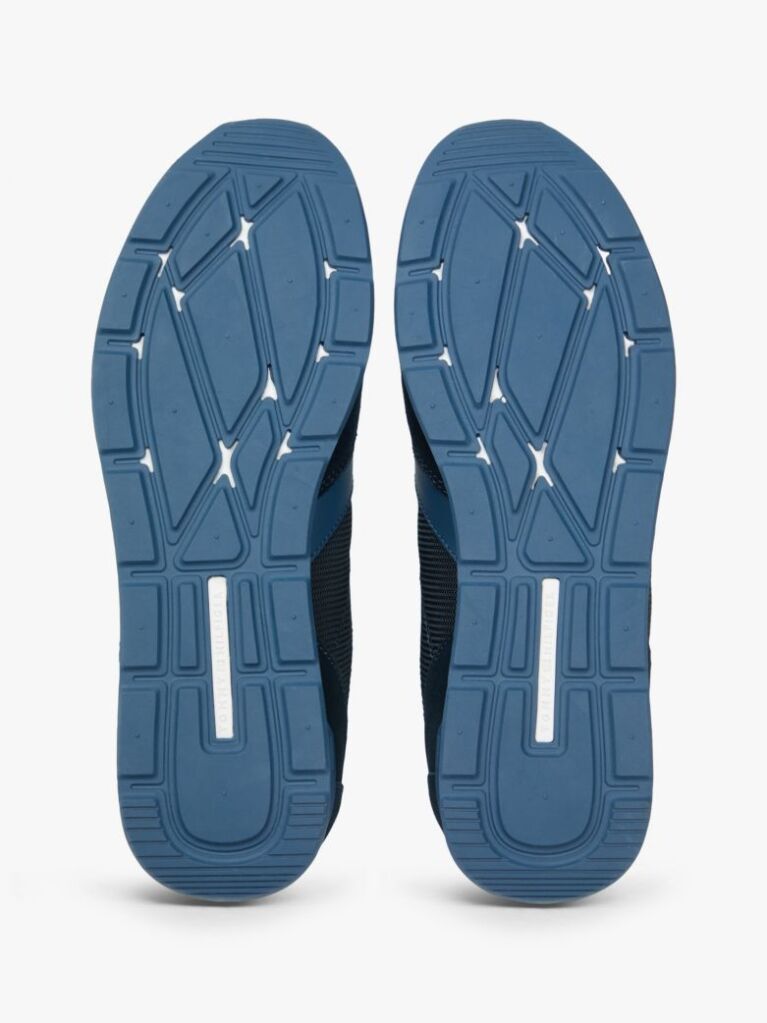 Blue Suede Mixed Texture Trainers  Men
