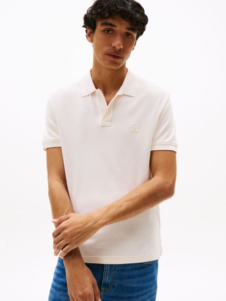 Beige TH Monogram Polo Shirt  Men