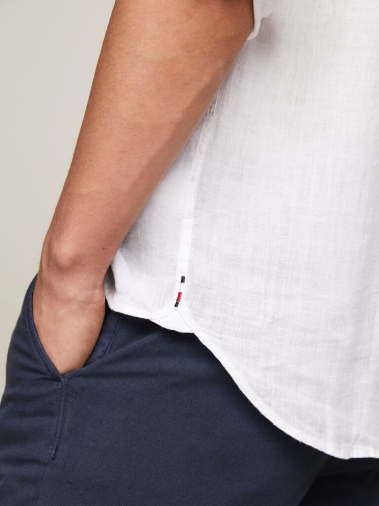 White Pigment Dyed Linen Regular Fit Shirt  Men