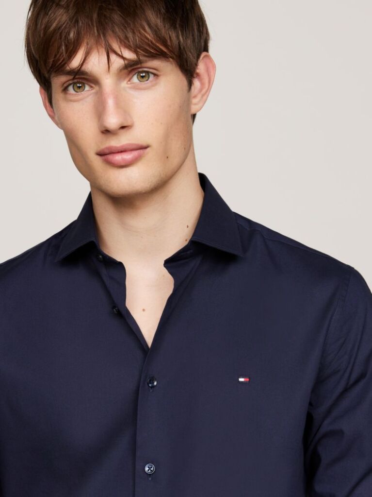 Blue Flex Slim Fit Poplin Shirt  Men