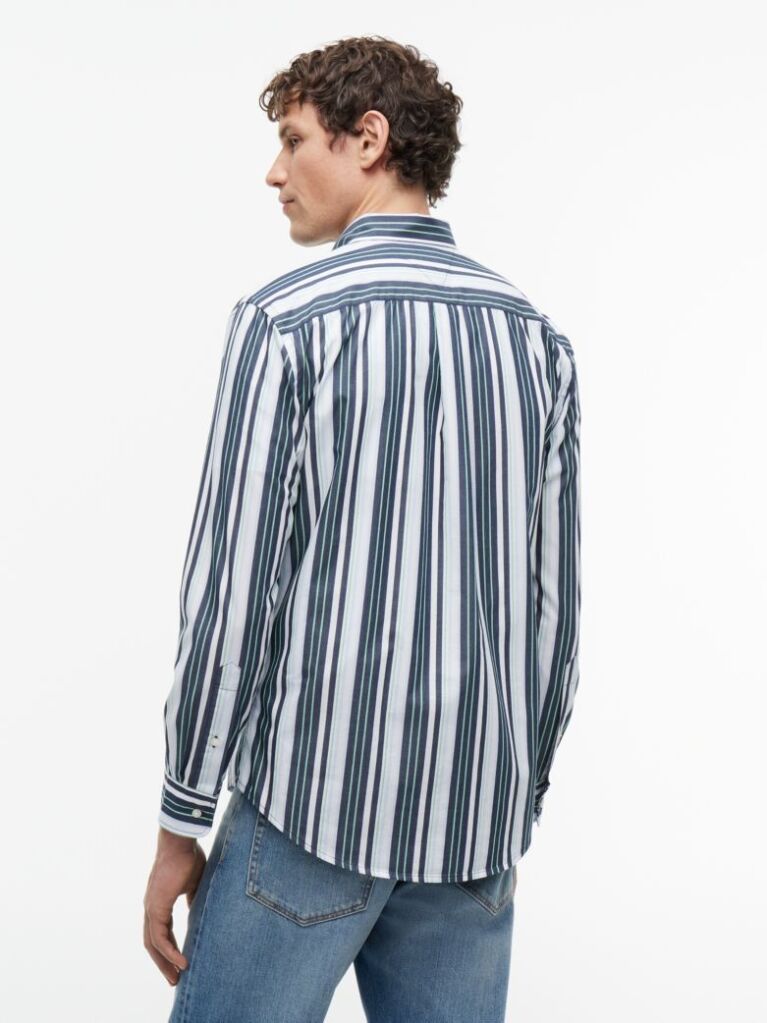 Multi Regular Fit Multicolour Stripe Poplin Shirt  Men