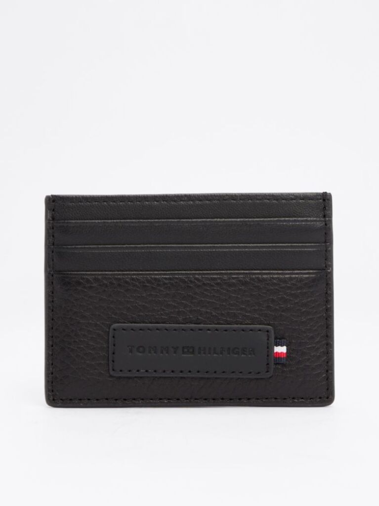 Black Premium Leather Logo Card Holder  Men