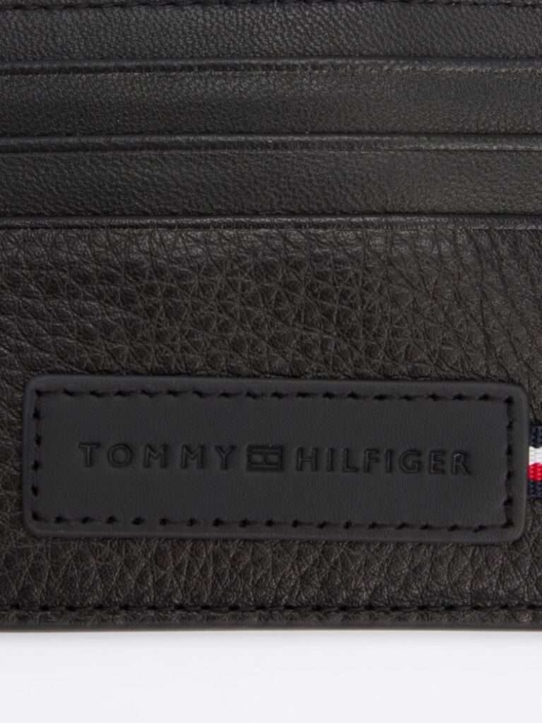 Black Premium Leather Logo Card Holder  Men