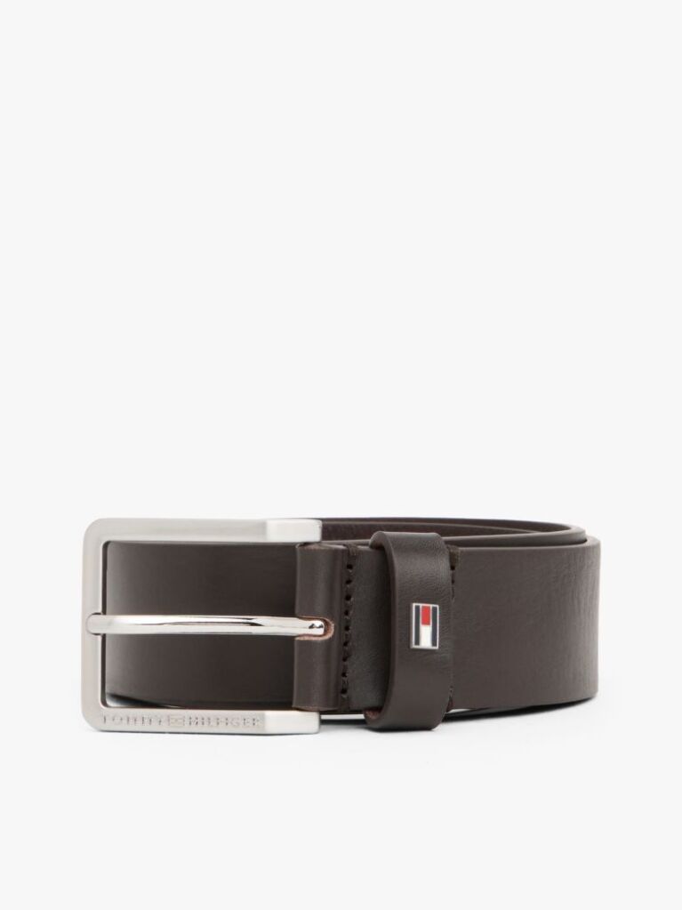 Brown Enamel Flag Leather Belt  Men